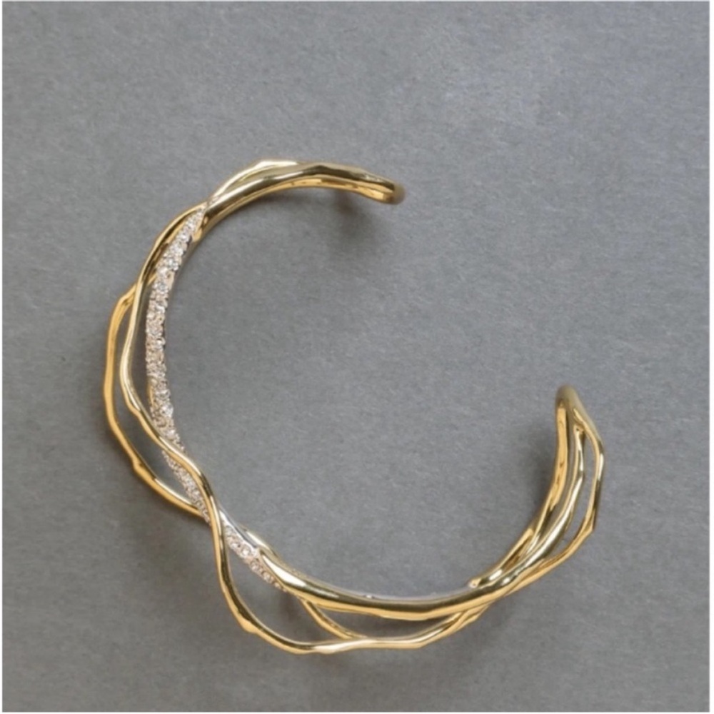 ALEXIS BITTAR • Solanales Gold Silver Crystal Cuff Bracelet - Picture 5 of 16